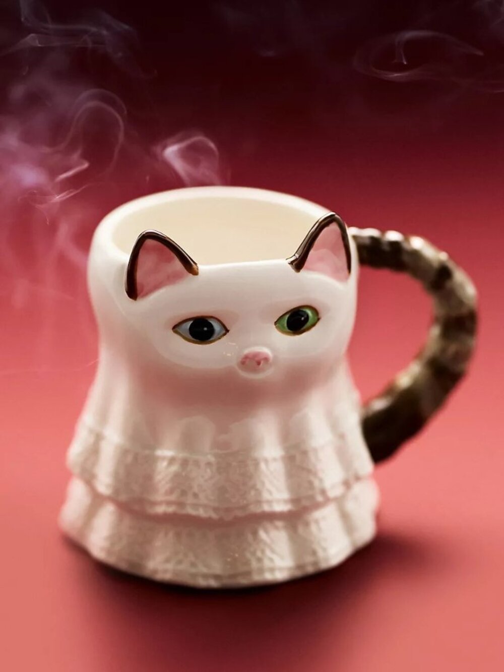 NIB Anthropologie Peluche Ghost Cat Stoneware Halloween Mug